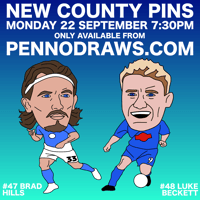 Brad Hills // Luke Beckett - Stockport County Pennodraws Pin Badge