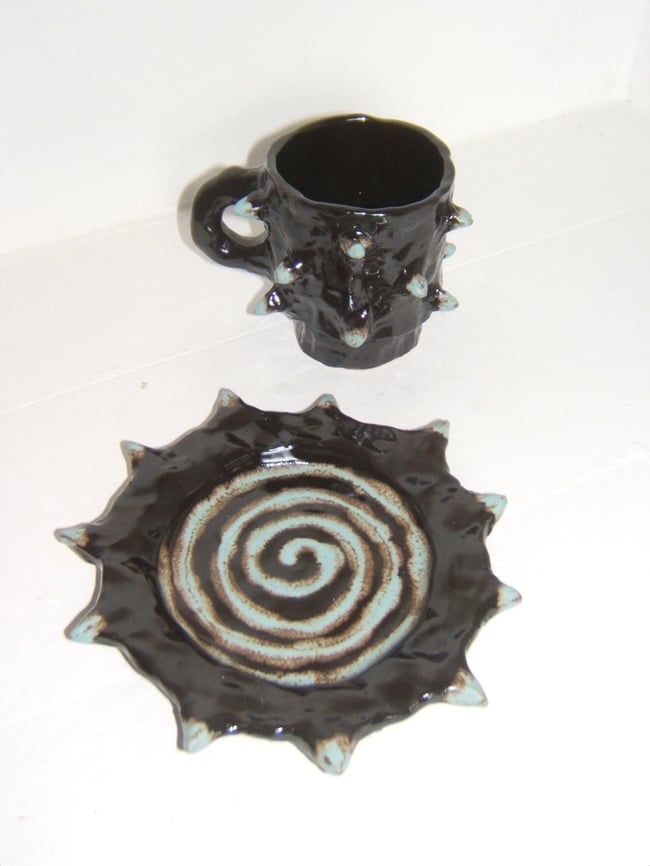 Blue Spiral Diner Mug Set