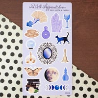 Image 1 of Bell, Book & Candle (Cartomancy, Grimoire, Fortune Telling) Sticker Sheet (25-018)