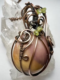 Image 4 of Fall Pumpkin Necklace –Mookite, Peridot & Copper Wire 