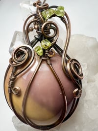 Image 1 of Fall Pumpkin Necklace –Mookite, Peridot & Copper Wire 