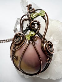 Image 2 of Fall Pumpkin Necklace –Mookite, Peridot & Copper Wire 