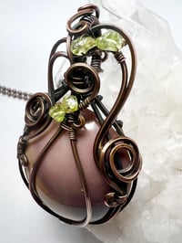 Image 3 of Fall Pumpkin Necklace –Mookite, Peridot & Copper Wire 