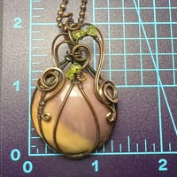 Image 5 of Fall Pumpkin Necklace –Mookite, Peridot & Copper Wire 