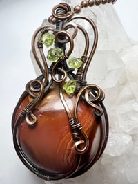 Image 1 of Whimsical Pumpkin Necklace – Jasper, Peridot & Copper Wire 