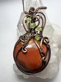 Image 2 of Whimsical Pumpkin Necklace – Jasper, Peridot & Copper Wire 