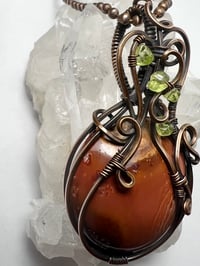 Image 3 of Whimsical Pumpkin Necklace – Jasper, Peridot & Copper Wire 
