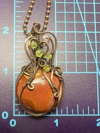 Image 4 of Whimsical Pumpkin Necklace – Jasper, Peridot & Copper Wire 
