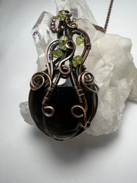 Image 5 of Whimsical Pumpkin Necklace – Black Onyx, Peridot & Copper Wire 