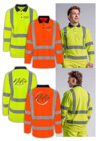 Image 1 of Nika's Workwear Hi-Vis  Long Sleeve Polo T-Shirt 