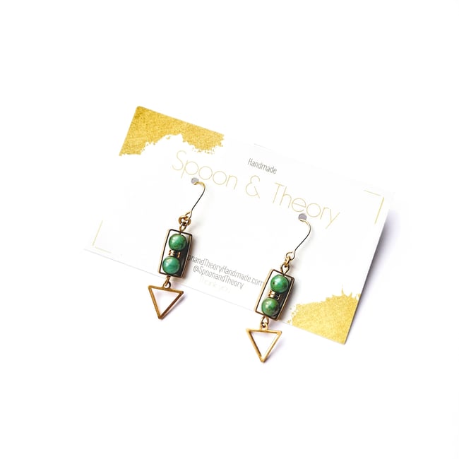 Merone Stone + Brass Earrings 