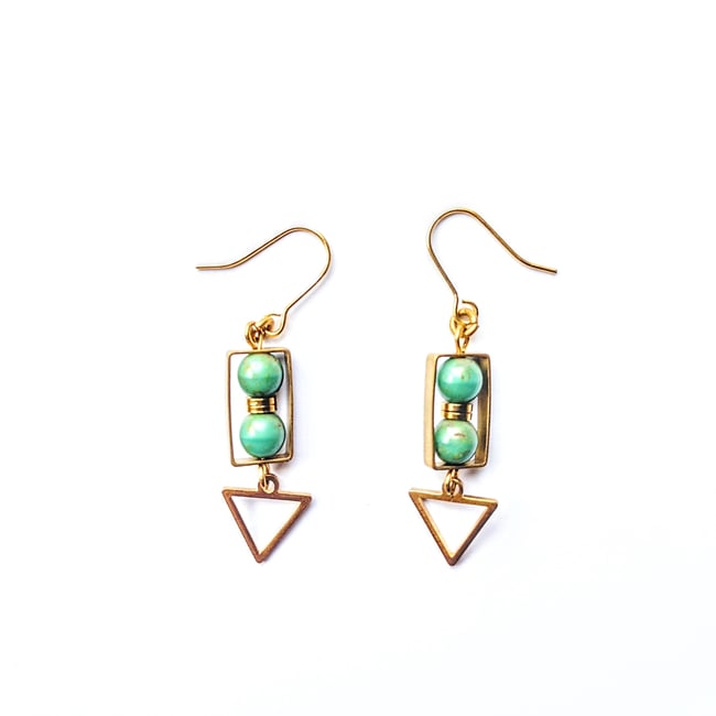 Merone Stone + Brass Earrings 