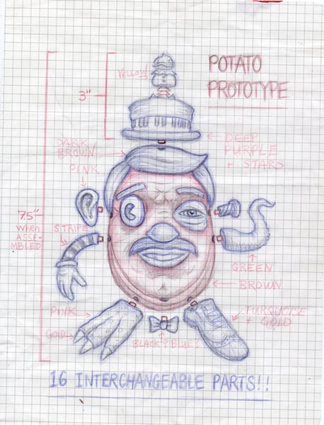 Image of Original Potato Face Drawing - Used In Film