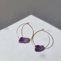 Image 4 of Amethyst Hoop Earrings | Gold Filled