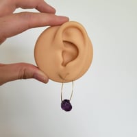 Image 5 of Amethyst Hoop Earrings | Gold Filled