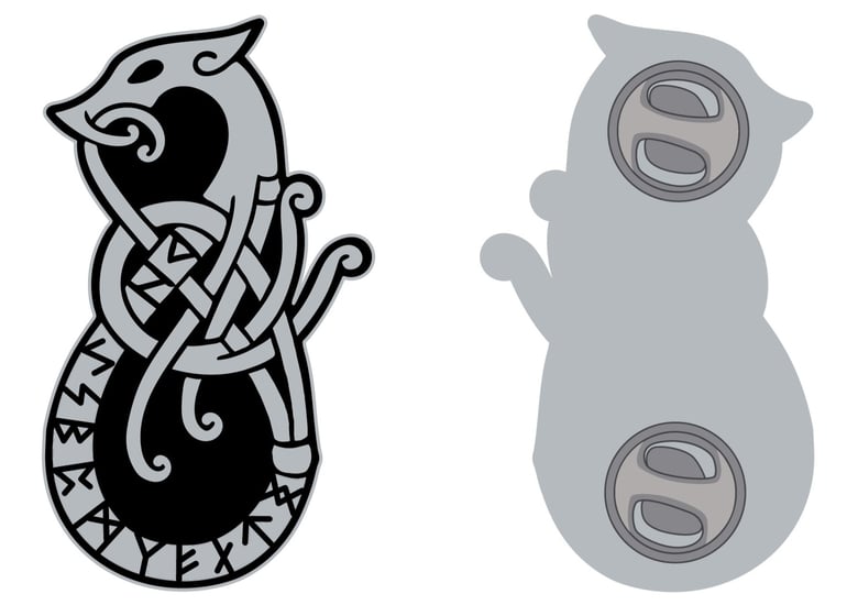 Image of Urnes Dragon II Limited edition shaped enamel pin