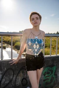 Image 2 of BANDANA top (light transaprent blue and silver)