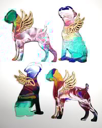 Image 1 of Four Boxer Angel Ornament Tin Box Set #3