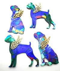 Image 1 of Four Boxer Angel Ornament Tin Box Set #8