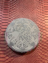 Image 1 of Viking Eagle Slate Coaster Set: Laser Engraved Nordic Knotwork