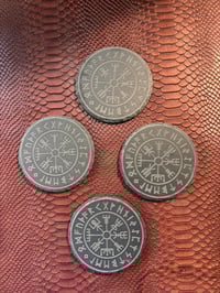 Image 1 of Engraved Vegvisir Viking Rune Coaster Set – Slate Stone Drink Coasters