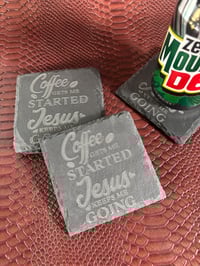 Image 1 of Engraved Slate Coaster Set: Coffee &amp; Music Lover Gift