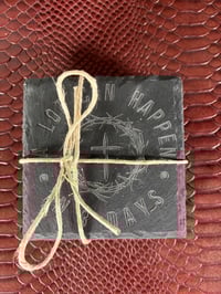 Image 1 of Engraved Slate Christian Easter Coaster Set: Faith-Based Home Decor