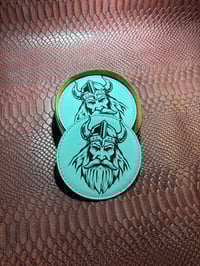Image 1 of Viking Head Leatherette Coaster Set: Norse Warrior Engraved Drink Coasters