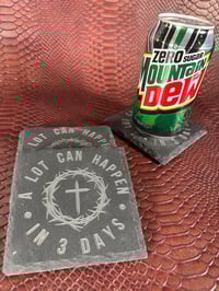 Image 2 of Engraved Slate Christian Easter Coaster Set: Faith-Based Home Decor