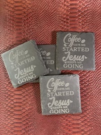 Image 2 of Engraved Slate Coaster Set: Coffee &amp; Music Lover Gift