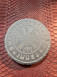 Image 2 of Engraved Vegvisir Viking Rune Coaster Set – Slate Stone Drink Coasters