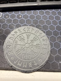 Image 3 of Engraved Vegvisir Viking Rune Coaster Set – Slate Stone Drink Coasters