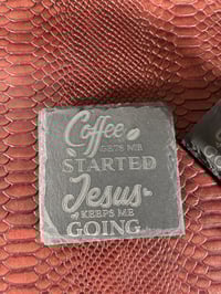 Image 3 of Engraved Slate Coaster Set: Coffee &amp; Music Lover Gift