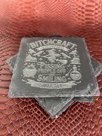 Image 3 of Bitchcraft Slate Coaster Set | Funny Witchy Drink Coasters | Gothic Home Décor Gift