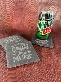 Image 3 of Engraved Slate Coaster Set: Coffee & Music Lover Gift