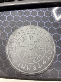 Image 4 of Engraved Vegvisir Viking Rune Coaster Set – Slate Stone Drink Coasters