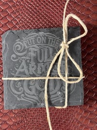 Image 4 of Engraved Slate Coaster Set: Full Armor of God Christian Gift