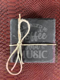 Image 4 of Engraved Slate Coaster Set: Coffee & Music Lover Gift