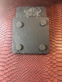 Image 5 of Engraved Viking Slate Coaster Set: Rustic Norse Decor, Set of 4