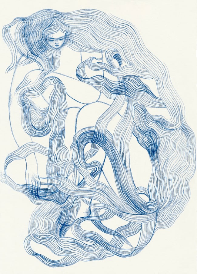 Tangled in blue ~ Giclee print