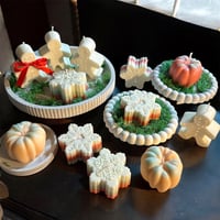 Image 2 of Holiday Snowflake Candles RED COLOR – Set of 4