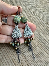 Image 3 of About Leaves and Rain earrings . One of a kind