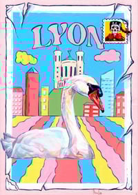 Image 2 of Lyon-Pack of three stickers 8.5 x 5.5cm