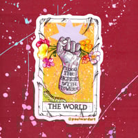 Image 1 of Flood the factories- pack of three stickers 8.5cm x 5.5cm