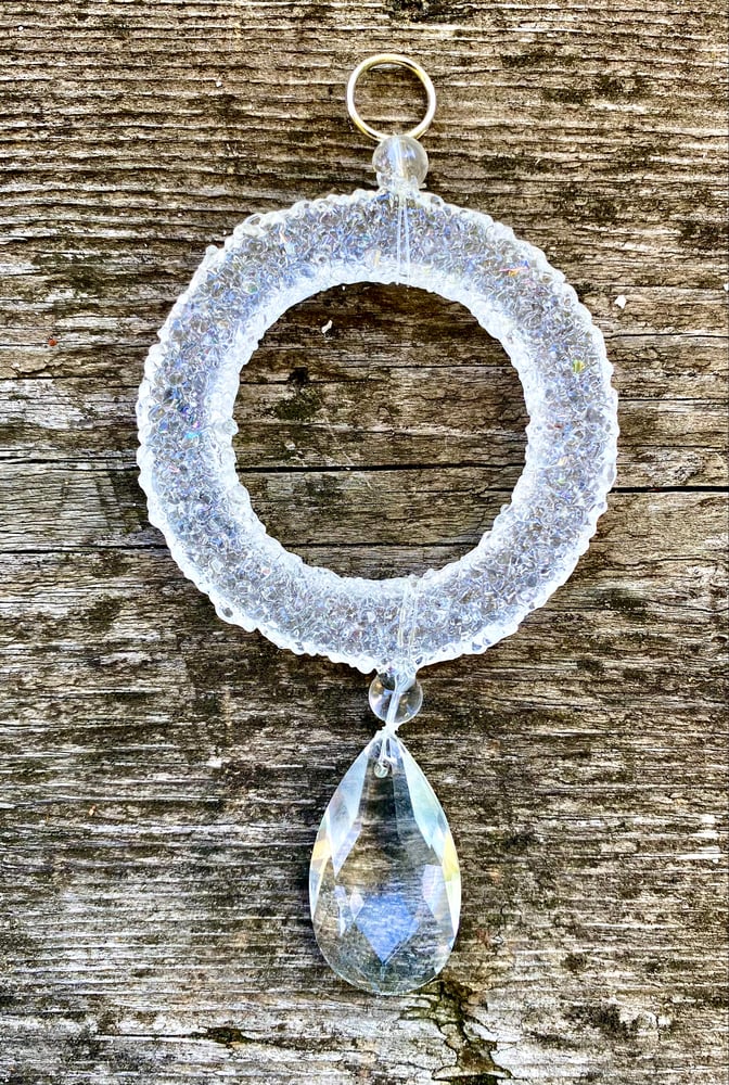 Image of Small  suncatcher ring with hanging prism.