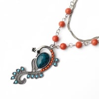 Image 1 of  Blue & Orange Peacock Necklace 