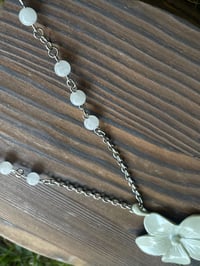 Image 3 of  Long Slip On White Flower Necklace