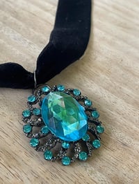 Image 2 of Velvet Necklace w/blue Statement Pendant