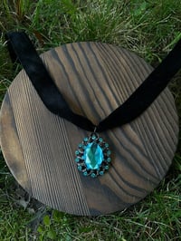 Image 3 of Velvet Necklace w/blue Statement Pendant