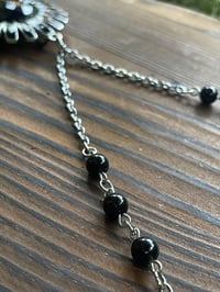 Image 2 of Obsidian Chakra Bead with Black Flower Necklace